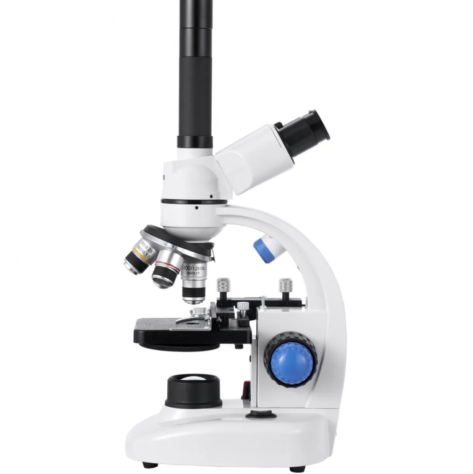 VEVOR Trinocular Microscope, 40-5000X Magnification, Professional Compound Microscope for Adult with Phone Adapter, LED Light, Aluminum Alloy Body, for Lab, School, Home, Education