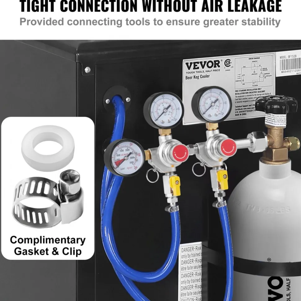 VEVOR Triple Gauge Regulator, CO2 Regulator Gauge with 0-60PSI, Heavy Duty CO2 Gauge Gas System, Draft Beer Regulator with Check Valve, Adjustable Pressure Regulator for Draft Beer Homebrew, CGA320