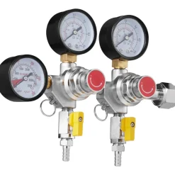 VEVOR Triple Gauge Regulator, CO2 Regulator Gauge with 0-60PSI, Heavy Duty CO2 Gauge Gas System, Draft Beer Regulator with Check Valve, Adjustable Pressure Regulator for Draft Beer Homebrew, CGA320