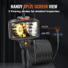 VEVOR Triple Lens Borescope, 5" IPS Screen Inspection Camera with Lights, 8X Zoom 1080P HD Split Screen, 10 LED Lights Scope Endoscope Camera for Automotive, Plumbing(16.5FT Cable, 32GB Card)