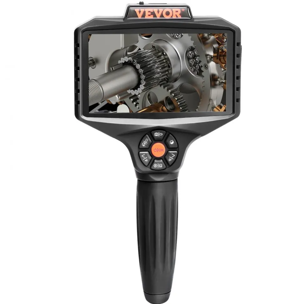 VEVOR Triple Lens Borescope, 5" IPS Screen Inspection Camera with Lights, 8X Zoom 1080P HD Split Screen, 10 LED Lights Scope Endoscope Camera for Automotive, Plumbing(16.5FT Cable, 32GB Card)