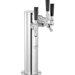 VEVOR Triple Taps Draft Beer Tower Dispenser, Stainless Steel Keg Beer Tower, Kegerator Tower Kit with Pre-Assembled Tubing and Self-Closing Faucet Shanks for Party, Bar, Pub, Restaurant