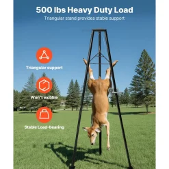VEVOR Tripod Deer Hoist, 500 lbs Load Capacity, Hunting Game Hoist Winch Lift with Gambrel & Manual Winch, Hunting Game Skinning and Cleaning Accessory for Cleaning, Skinning, and Moving, Black
