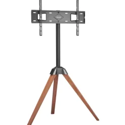 VEVOR Tripod Easel TV Stand, for 40-65 inch Flat Screen/Curved TVs Up to 99 lbs, 18° Left-Right Rotation Portable TV Stand with Oak Wood Legs, for Bedroom, Living Room, Studio, MAX VESA 600 x 400 mm