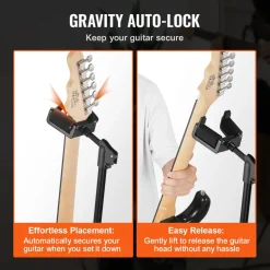 VEVOR Tripod Guitar Stand, 33 lbs/15 kg Load Capacity, Floor-Standing Foldable Guitar Stand Display Rack with 35.4-47.2 in/900-1200 mm Adjustable Height, for Guitar Acoustic Electric Classical Bass