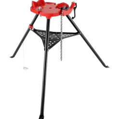 VEVOR 460-6 Tripod Pipe Chain Vise 1/8"-6" Capacity, Pipe Stand Portable Foldable Steel Legs, Pipe Stands with Tool Tray, Tripod Stand Chain Vise Ideal for a Variety of Pipe Materials
