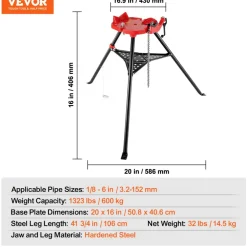 VEVOR 460-6 Tripod Pipe Chain Vise 1/8