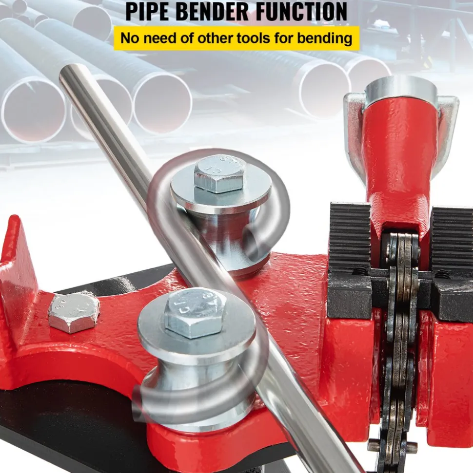 VEVOR Tripod Pipe Chain Vise, 1/8"-5" Pipe Capacity, 36.4“ Length Chain Vise Stand with Portable Folding Steel Legs, for Grabbing, Supporting and Bending Pipes in Factory, Workshop and Home