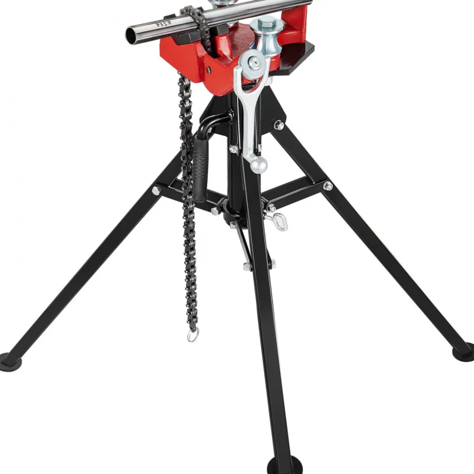 VEVOR Tripod Pipe Chain Vise, 1/8"-5" Pipe Capacity, 36.4“ Length Chain Vise Stand with Portable Folding Steel Legs, for Grabbing, Supporting and Bending Pipes in Factory, Workshop and Home