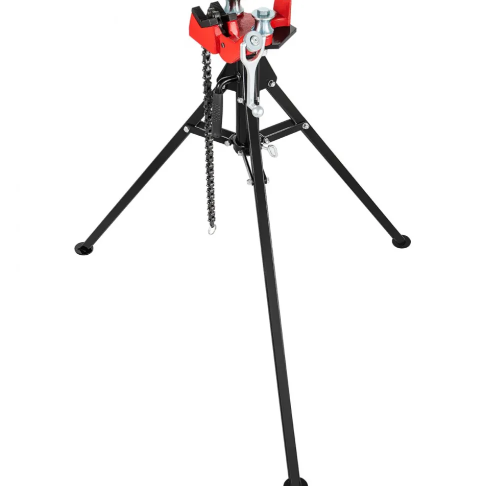 VEVOR Tripod Pipe Chain Vise, 1/8"-5" Pipe Capacity, 36.4“ Length Chain Vise Stand with Portable Folding Steel Legs, for Grabbing, Supporting and Bending Pipes in Factory, Workshop and Home