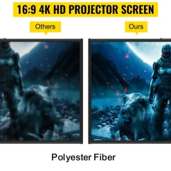 VEVOR Tripod Projector Screen with Stand 70 inch 16:9 4K HD Projection Screen Stand Wrinkle-Free Height Adjustable Portable Screen for Projector Indoor & Outdoor for Movie, Home Cinema, Gaming, Office