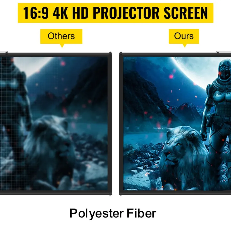 VEVOR Tripod Projector Screen with Stand 110inch 16:9 4K HD Projection Screen Stand Wrinkle-Free Height Adjustable Portable Screen for Projector Indoor & Outdoor for Movie, Home Cinema, Gaming, Office