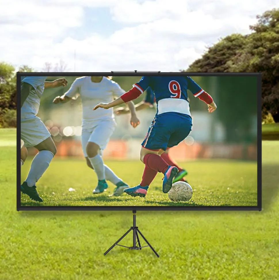 VEVOR Tripod Projector Screen with Stand 110inch 16:9 4K HD Projection Screen Stand Wrinkle-Free Height Adjustable Portable Screen for Projector Indoor & Outdoor for Movie, Home Cinema, Gaming, Office