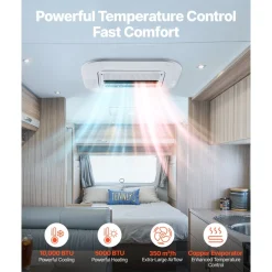 VEVOR Truck Air Conditioner, 12V 10000 BTU RV Rooftop AC Unit, 350 m³/h Airflow Cab Air Conditioner with Copper Evaporator, Quiet A/C Unit Fast Cooling for Semi Truck Trailer Motorhome Tractor Caravan