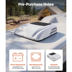 VEVOR Truck Air Conditioner, 12V 10000 BTU RV Rooftop AC Unit, 350 m³/h Airflow Cab Air Conditioner with Copper Evaporator, Quiet A/C Unit Fast Cooling for Semi Truck Trailer Motorhome Tractor Caravan