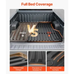 VEVOR Truck Bed Mat, TPE, Compatible with 2024-2026 Toyota Tacoma Bed, Heavy Duty Custom Fit, All Weather Protection Pickup Car Cargo Trunk Liner Replacement, for 2024-2026 Toyota Tacoma Accessories