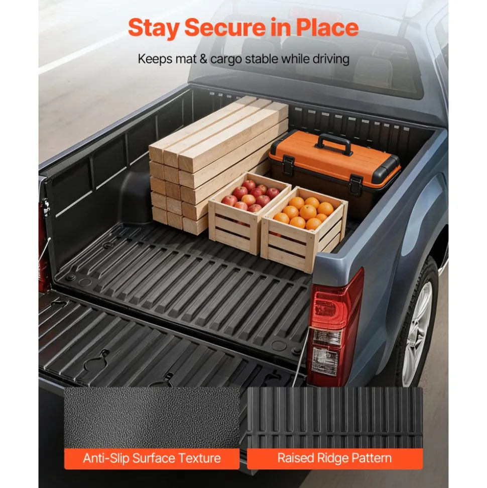 VEVOR Truck Bed Mat, TPE, Compatible with 2024-2026 Toyota Tacoma Bed, Heavy Duty Custom Fit, All Weather Protection Pickup Car Cargo Trunk Liner Replacement, for 2024-2026 Toyota Tacoma Accessories