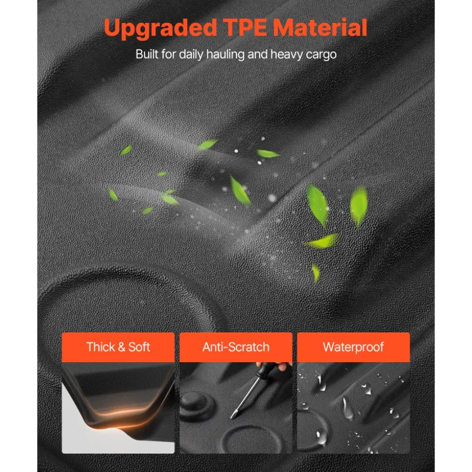 VEVOR Truck Bed Mat, TPE, Compatible with 2024-2026 Toyota Tacoma Bed, Heavy Duty Custom Fit, All Weather Protection Pickup Car Cargo Trunk Liner Replacement, for 2024-2026 Toyota Tacoma Accessories
