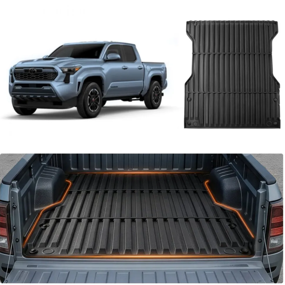 VEVOR Truck Bed Mat, TPE, Compatible with 2024-2026 Toyota Tacoma Bed, Heavy Duty Custom Fit, All Weather Protection Pickup Car Cargo Trunk Liner Replacement, for 2024-2026 Toyota Tacoma Accessories