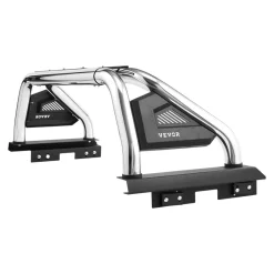 VEVOR Truck Bed Roll Bar, Universal Adjustable Sport Bar Chase Rack Compatible with Full-Size & Mid-Size Pickup, With LED Brake Light, Stainless Steel + Carbon Steel No Rack Included