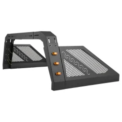 VEVOR Truck Bed Roll Bar, Universal Pickup Sport Adjustable Bar Chase Rack Compatible with Full-Size Truck, Carbon Steel Construction with 6 Amber Auxiliary Lights, No Rack Included
