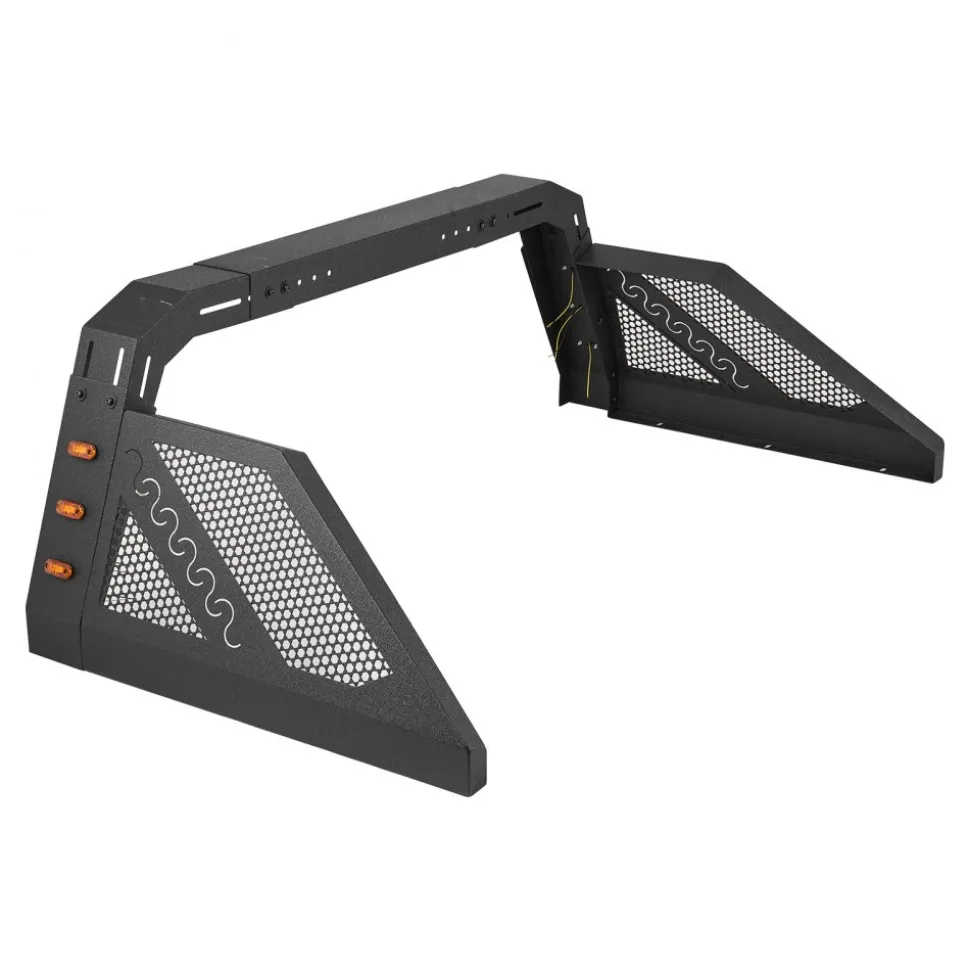 VEVOR Truck Bed Roll Bar, Universal Pickup Sport Adjustable Bar Chase Rack Compatible with Full-Size Truck, Carbon Steel Construction with 6 Amber Auxiliary Lights, No Rack Included