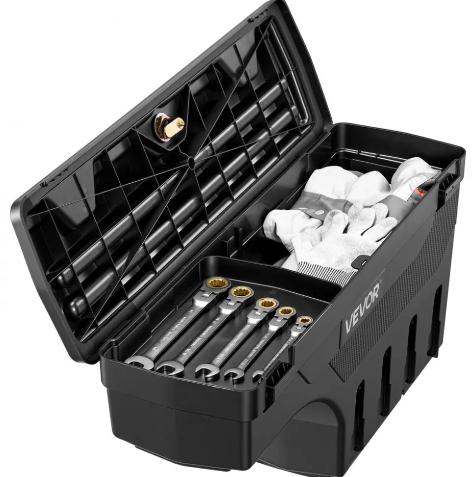 VEVOR Truck Bed Storage Box, 6.6 Gal/25L Waterproof ABS Wheel Well Tool Box, Anti-Theft Lock, Compatible with 2020-2025 Chevy/GMC Silverado/Sierra 2500/3500HD, Passenger Side Right (Drilling Required)