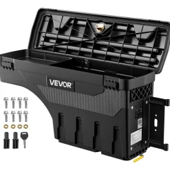 VEVOR Truck Bed Storage Box, 6.6 Gal/25L Waterproof ABS Wheel Well Tool Box, Anti-Theft Lock, Compatible with 2020-2025 Chevy/GMC Silverado/Sierra 2500/3500HD, Passenger Side Right (Drilling Required)