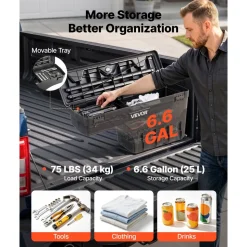 VEVOR Truck Bed Storage Box, 6.6 Gal/25L Waterproof ABS Wheel Well Tool Box, Anti-Theft Lock, Compatible with 2020-2025 Chevy/GMC Silverado/Sierra 2500/3500HD, Passenger Side Right (Drilling Required)