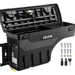 VEVOR Truck Bed Storage Box, 6.6 Gal/25 L Waterproof ABS Wheel Well Tool Box, Anti-Theft Combination Lock, Compatible with 2002-2018 Dodge Ram 1500 2500 3500, Passenger Side Right (Drilling Required)