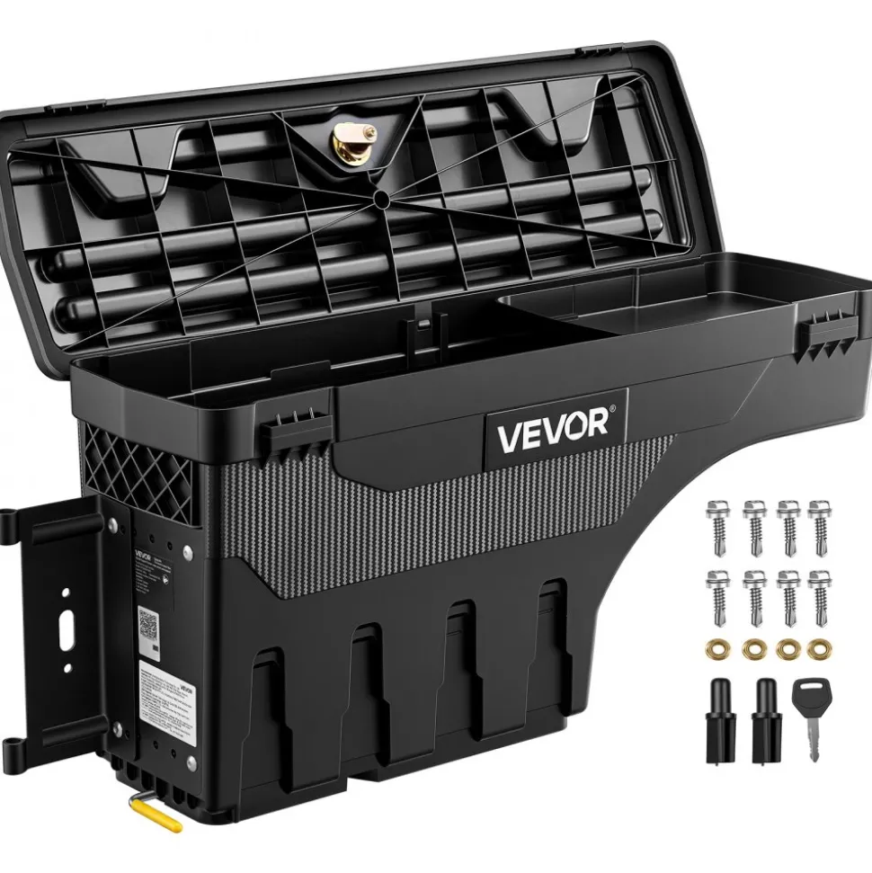 VEVOR Truck Bed Storage Box, 6.6 Gal/25 L Waterproof ABS Wheel Well Tool Box, Anti-Theft Combination Lock, Compatible with 2002-2018 Dodge Ram 1500 2500 3500, Passenger Side Right (Drilling Required)