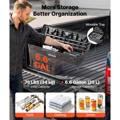 VEVOR Truck Bed Storage Box, 6.6 Gal/25 L Waterproof ABS Wheel Well Tool Box, Anti-Theft Combination Lock, Compatible with 2002-2018 Dodge Ram 1500 2500 3500, Passenger Side Right (Drilling Required)