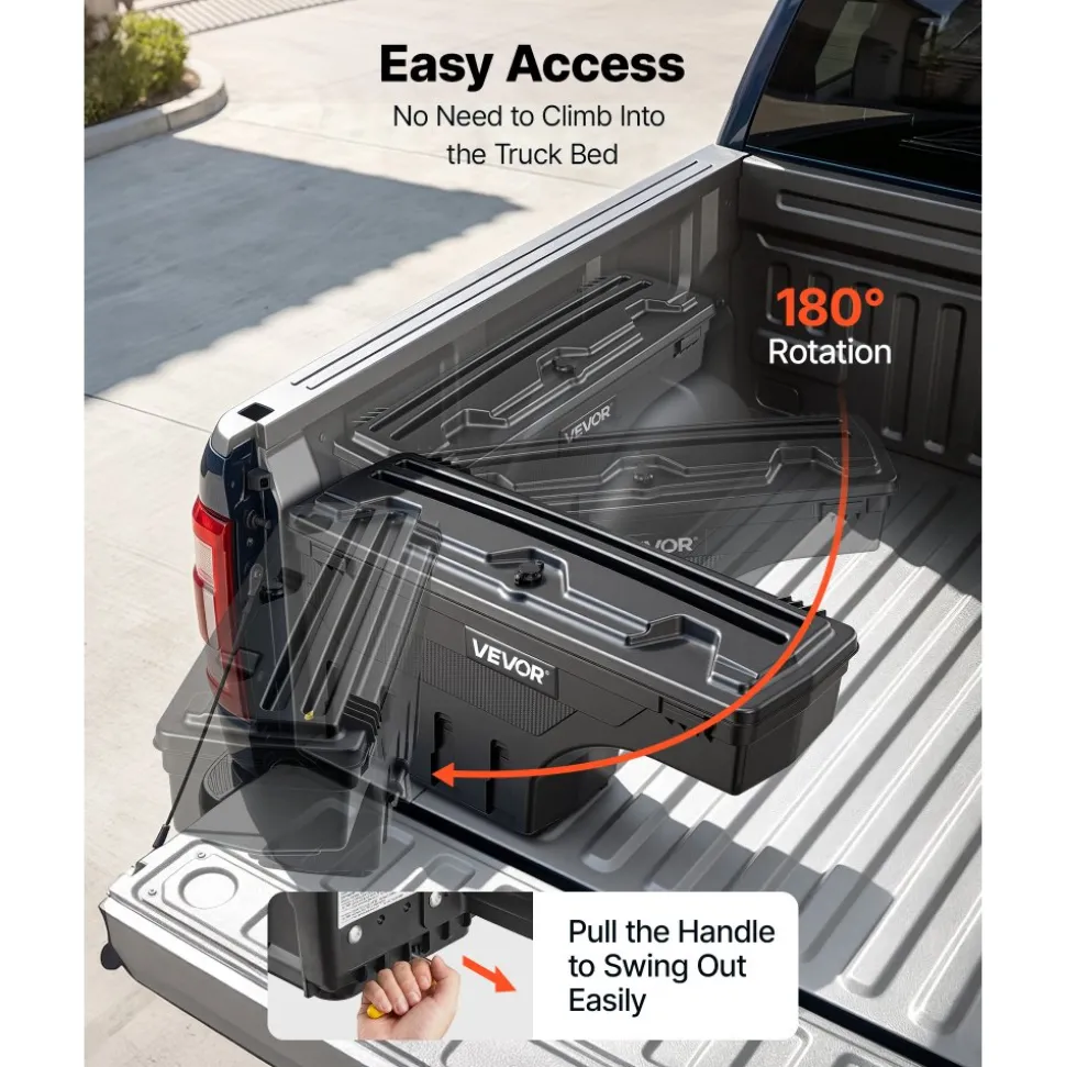 VEVOR Truck Bed Storage Box, 6.6 Gal/25 L Waterproof ABS Wheel Well Tool Box, Anti-Theft Combination Lock, Compatible with 2002-2018 Dodge Ram 1500 2500 3500, Passenger Side Right (Drilling Required)