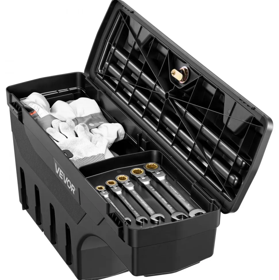 VEVOR Truck Bed Storage Box, 6.6 Gal/25 L Waterproof ABS Wheel Well Tool Box, Anti-Theft Combination Lock, Compatible with 2002-2018 Dodge Ram 1500 2500 3500, Passenger Side Right (Drilling Required)