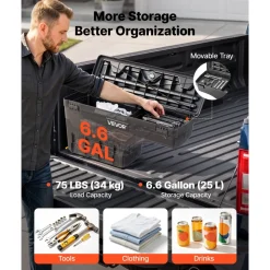 VEVOR Truck Bed Storage Box, 6.6 Gal/25 L Waterproof ABS Wheel Well Tool Box with Anti-Theft Combination Lock, Compatible with 2002-2018 Dodge Ram 1500 2500 3500, Driver Side Left (Drilling Required)