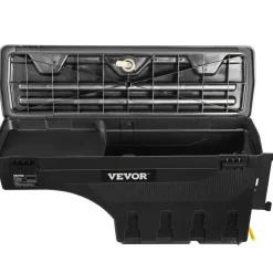 VEVOR Truck Bed Storage Box, Lockable Lid, Waterproof ABS Wheel Well Tool Box 6.6 Gal/20 L, Compatible with Chevrolet Silverado 1500 GMC Sierra 1500 2019-2020, Driver Side, Black