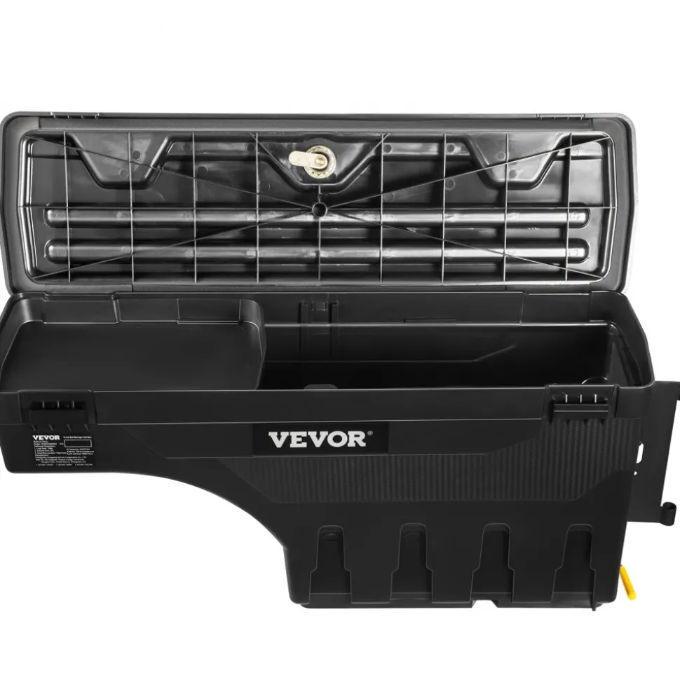 VEVOR Truck Bed Storage Box, Lockable Lid, Waterproof ABS Wheel Well Tool Box 6.6 Gal/20 L, Compatible with Chevrolet Silverado 1500 GMC Sierra 1500 2019-2020, Driver Side, Black