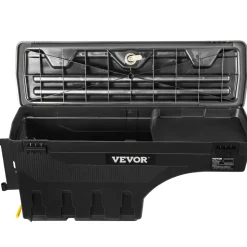 VEVOR Truck Bed Storage Box, Lockable Lid, Waterproof ABS Wheel Well Tool Box 6.6 Gal/20 L with Password Padlock, Compatible with Tundra 2007-2021, Driver Side, Black