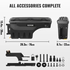 VEVOR Truck Bed Storage Box, Lockable with Password Padlock, 6.6 Gal/25 L ABS Wheel Well Tool Box, Waterproof and Durable, Compatible with Ford F-150 2015-2021, Drivers Side (Left)