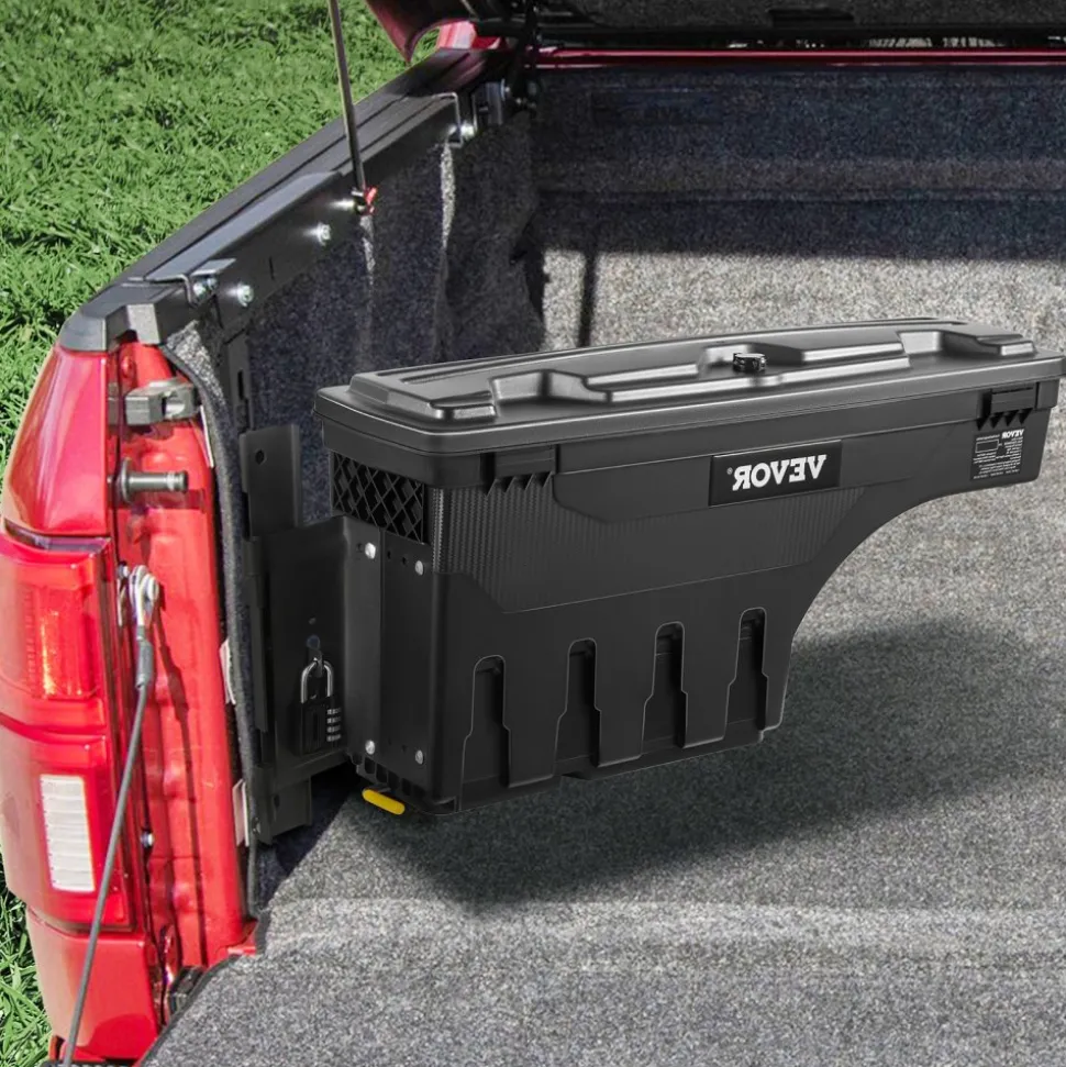 VEVOR Truck Bed Storage Box, Lockable with Password Padlock, 6.6 Gal/25 L ABS Wheel Well Tool Box, Waterproof and Durable, Compatible with Ford F-150 2015-2021, Drivers Side (Left)