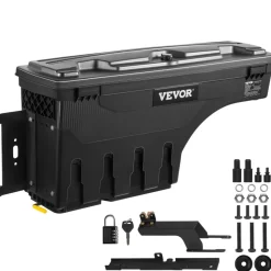 VEVOR Truck Bed Storage Box, Lockable with Password Padlock, 6.6 Gal/25 L ABS Wheel Well Tool Box, Waterproof and Durable, Compatible with Ford F-150 2015-2021, Drivers Side (Left)