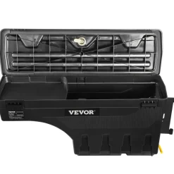 VEVOR Truck Bed Storage Box, Lockable Lid, Waterproof ABS Wheel Well Tool Box 6.6 Gal/20 L, Compatible with Chevrolet Silverado 1500 GMC Sierra 1500 2019-2020, Passenger Side, Black