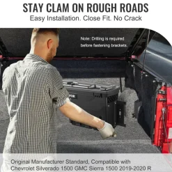 VEVOR Truck Bed Storage Box, Lockable Lid, Waterproof ABS Wheel Well Tool Box 6.6 Gal/20 L, Compatible with Chevrolet Silverado 1500 GMC Sierra 1500 2019-2020, Passenger Side, Black