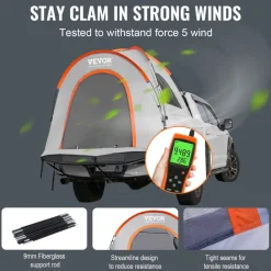 VEVOR Truck Bed Tent, 6.4'-6.7' Pickup Truck Tent with Rain Layer and Carry Bag, Waterproof PU2000mm Double Layer Truck Tent, Accommodate 2-3 Person, for Camping Traveling Outdoor Activities