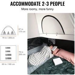 VEVOR Truck Bed Tent, 6.4'-6.7' Pickup Truck Tent with Rain Layer and Carry Bag, Waterproof PU2000mm Double Layer Truck Tent, Accommodate 2-3 Person, for Camping Traveling Outdoor Activities