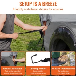 VEVOR Truck Bed Tent, 6.4'-6.7' Pickup Truck Tent with Rain Layer and Carry Bag, Waterproof PU2000mm Double Layer Truck Tent, Accommodate 2-3 Person, for Camping Traveling Outdoor Activities