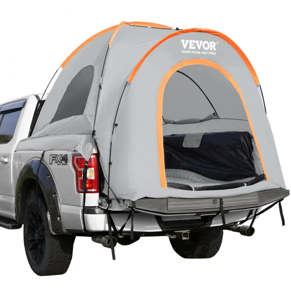 VEVOR Truck Bed Tent, 5.5'-6' Pickup Truck Tent with Rain Layer and Carry Bag, Waterproof PU2000mm Double Layer Truck Tent for Camping, Accommodate 2-3 Person, for Camping Traveling Outdoor Activities