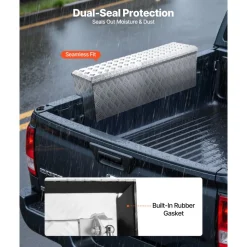 VEVOR Truck Bed Tool Box, Heavy Duty Aluminum Tool Box with Diamond Plate, Storage Toolbox Chest Organizer Supports up to 220 lbs, Ideal for Pickup, Truck Bed, RV, Trailer, 30.3 x 24 x 9 in, Silver