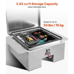 VEVOR Truck Bed Tool Box, Heavy Duty Aluminum Tool Box with Diamond Plate, Storage Toolbox Chest Organizer Supports up to 220 lbs, Ideal for Pickup, Truck Bed, RV, Trailer, 30.3 x 24 x 12.2 in, Silver