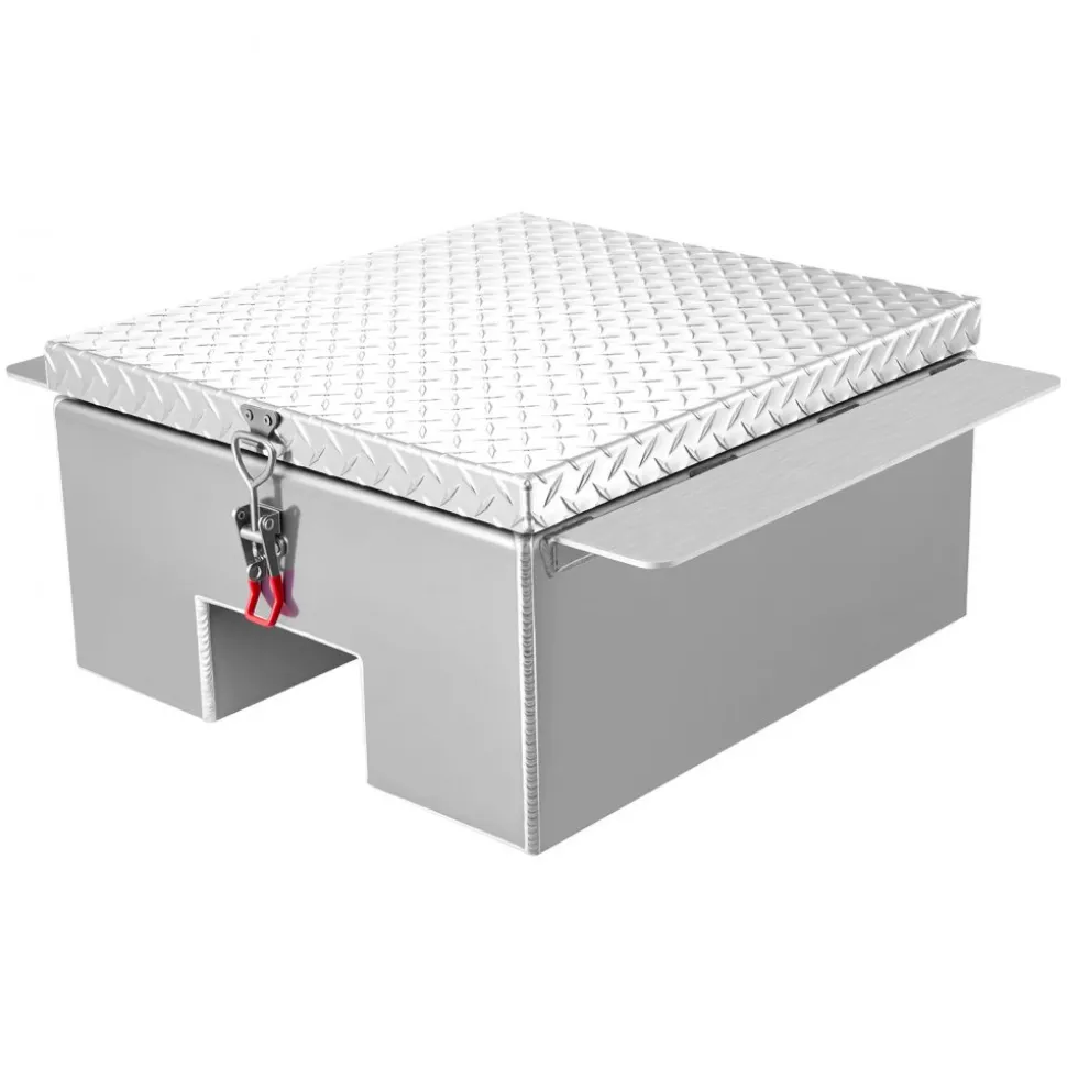 VEVOR Truck Bed Tool Box, Heavy Duty Aluminum Tool Box with Diamond Plate, Storage Toolbox Chest Organizer Supports up to 220 lbs, Ideal for Pickup, Truck Bed, RV, Trailer, 30.3 x 24 x 12.2 in, Silver